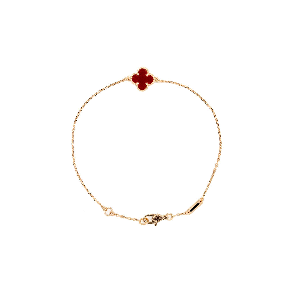 VAN CLEEF AND ARPELS SWEET ALHAMBRA BRACELET 18K ROSE GOLD / CARNELIAN
