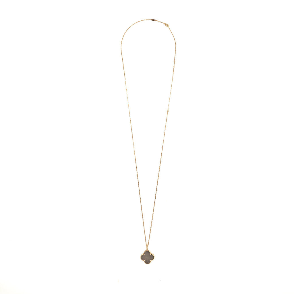 VAN CLEEF & ARPELS MAGIC ALHAMBRA NECKLACE GREY MOTHER OF PEARL ROSE GOLD