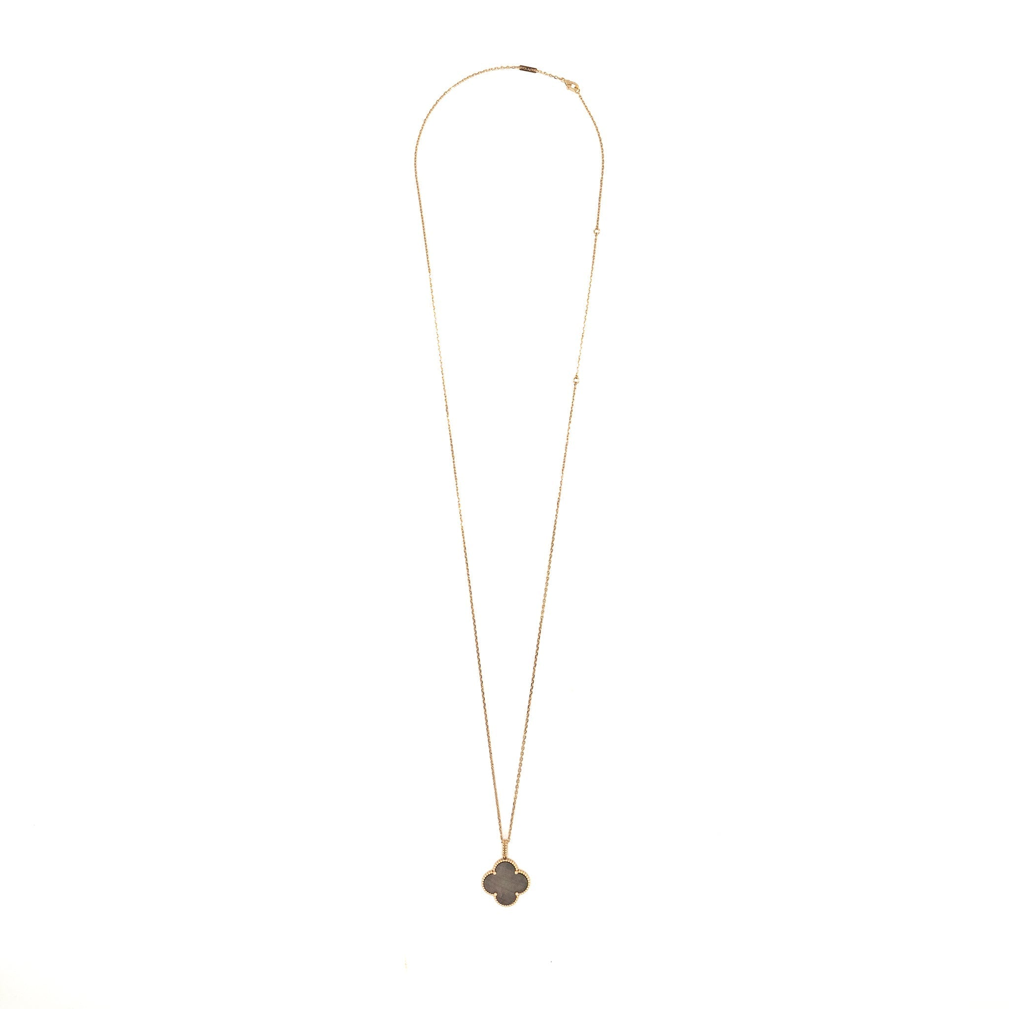 VAN CLEEF & ARPELS MAGIC ALHAMBRA NECKLACE GREY MOTHER OF PEARL ROSE GOLD