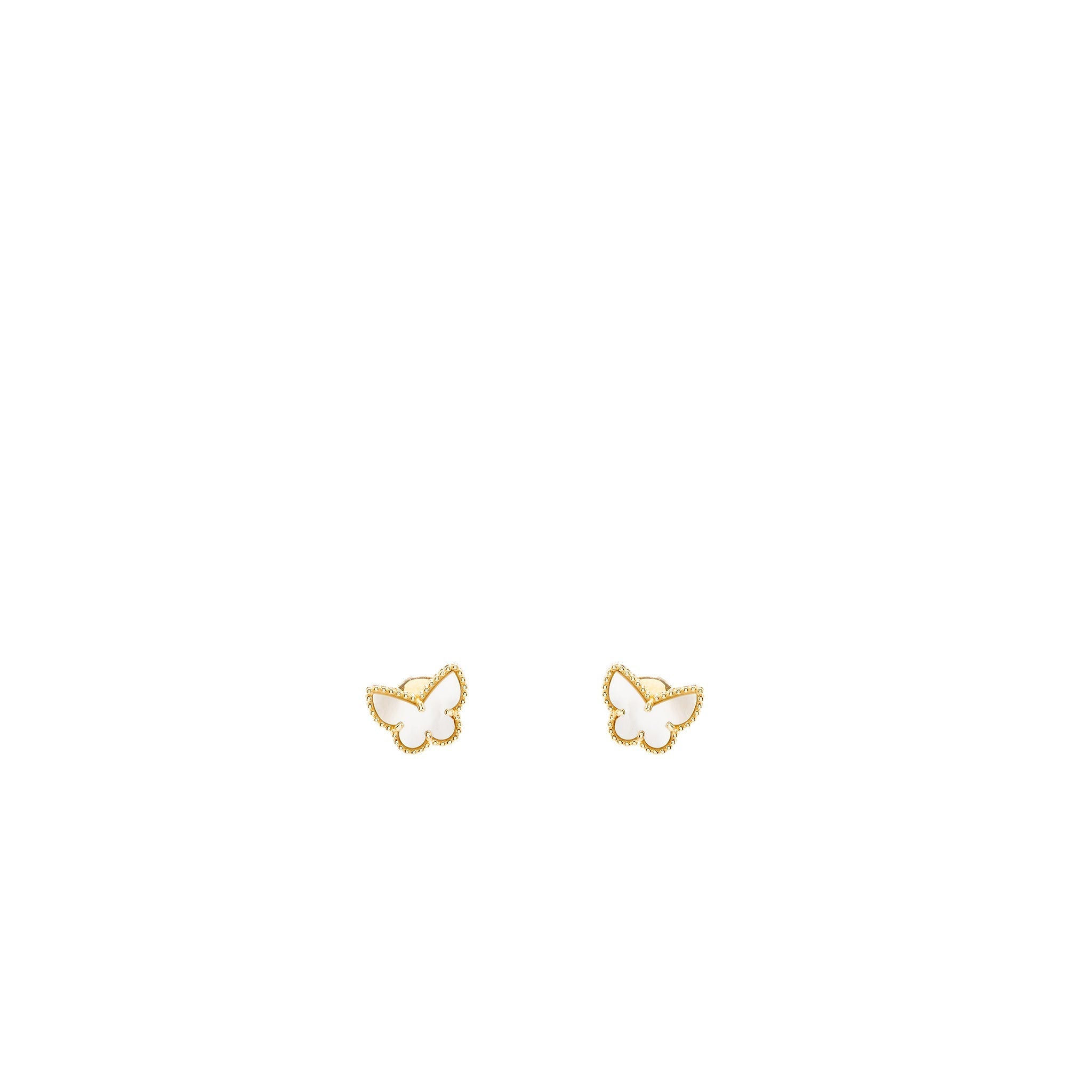 VAN CLEEF AND ARPELS SWEET BUTTERFLIES EARSTUDS 18K YELLOW GOLD / MOTHER OF PEARL