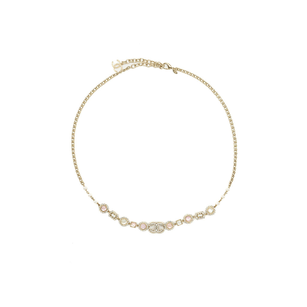 CHANEL 21K CHAIN BELT/FANCY BELT PEARL/CRYSTAL LIGHT GOLD TONE
