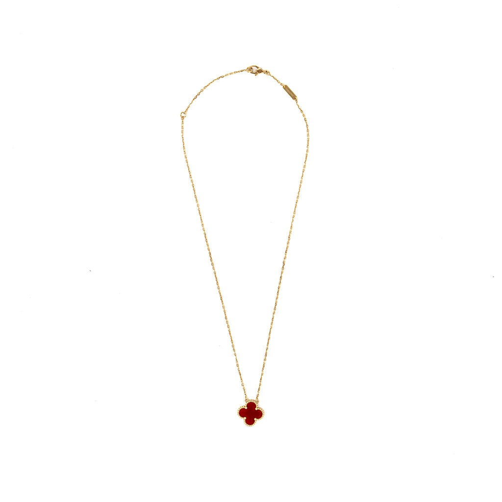 VAN CLEEF & ARPELS VINTAGE ALHAMBRA PENDANT CARNELIAN YELLOW GOLD