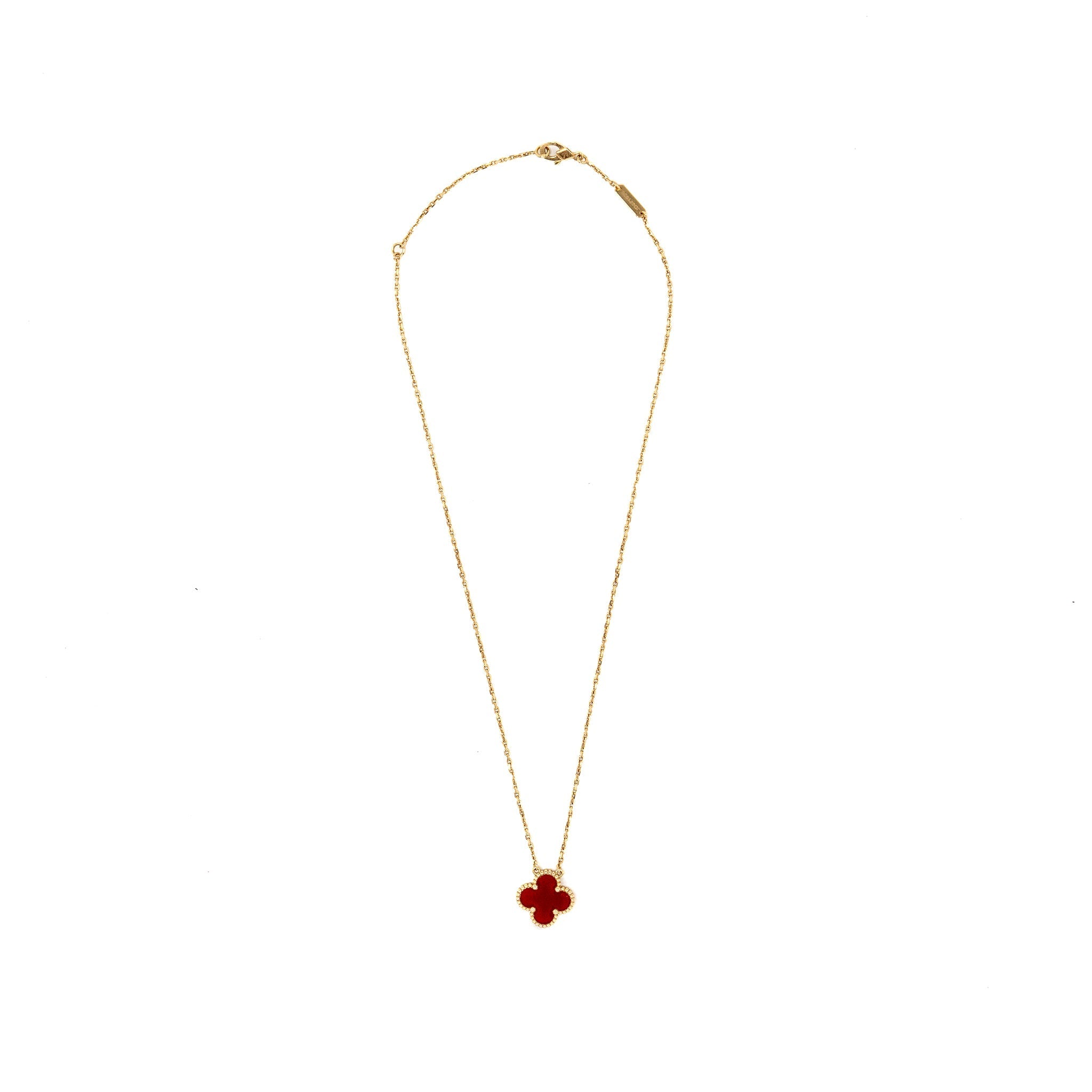VAN CLEEF & ARPELS VINTAGE ALHAMBRA PENDANT CARNELIAN YELLOW GOLD