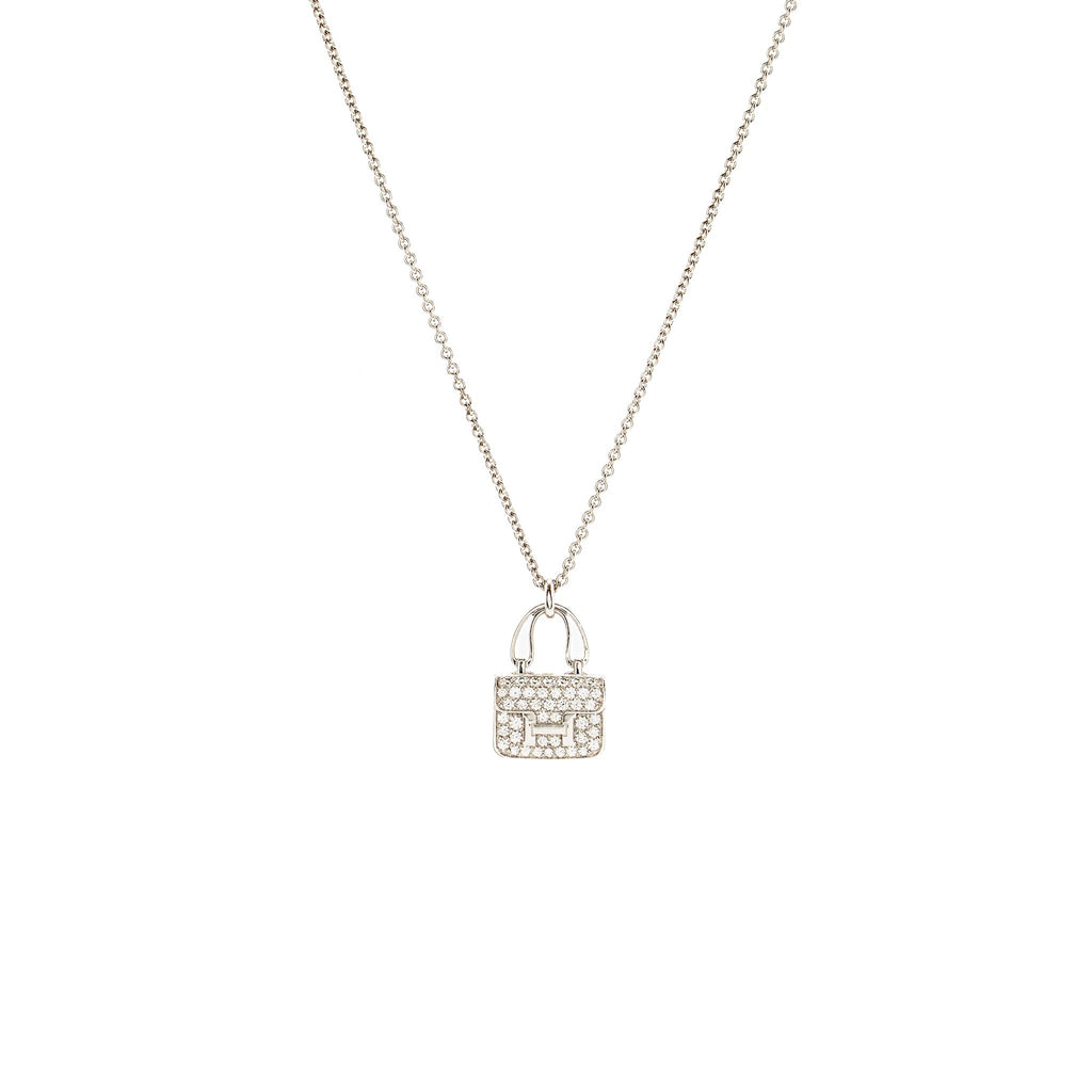 HERMES CONSTANCE AMULETTE PENDANT WHITE GOLD DIAMONDS