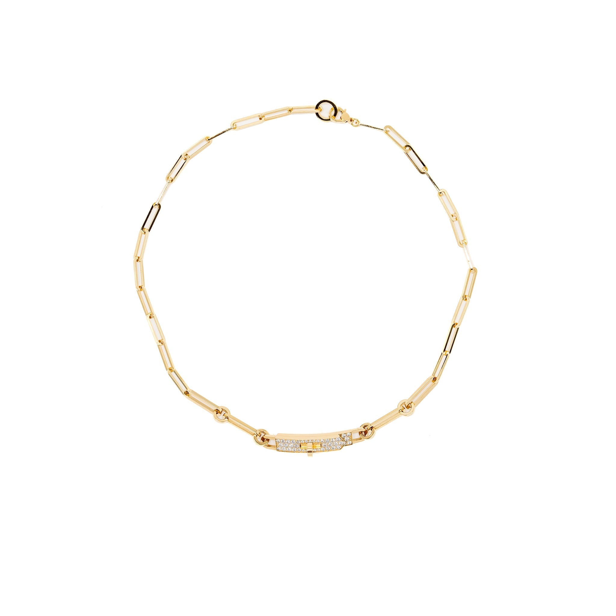 HERMES KELLY CHAIN CHOCKER/DOUBLE BRACELET YELLOW GOLD, DIAMONDS