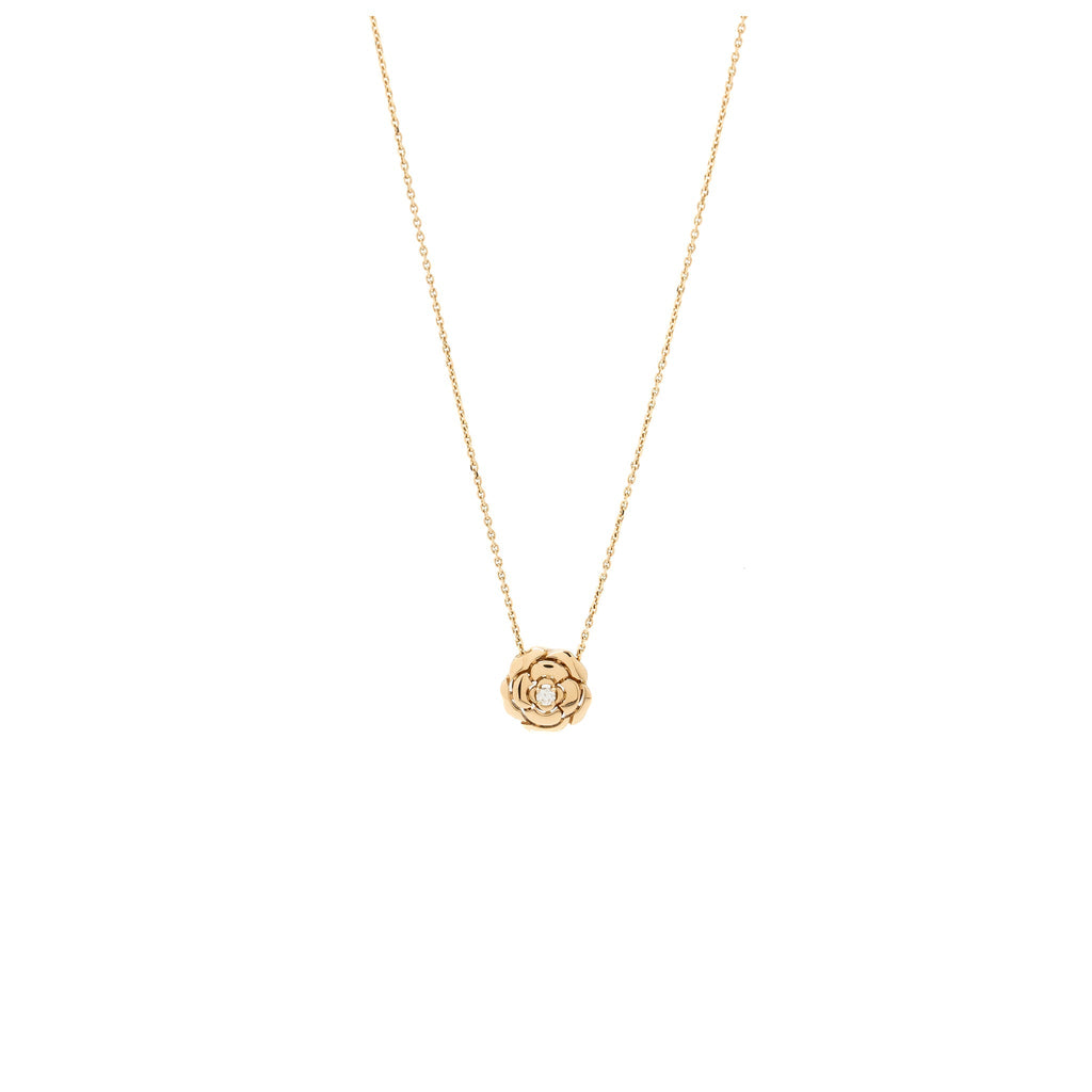 CHANEL EXRTRAID DE CAMELIA NECKLACE 18K ROSE GOLD/DIAMOND