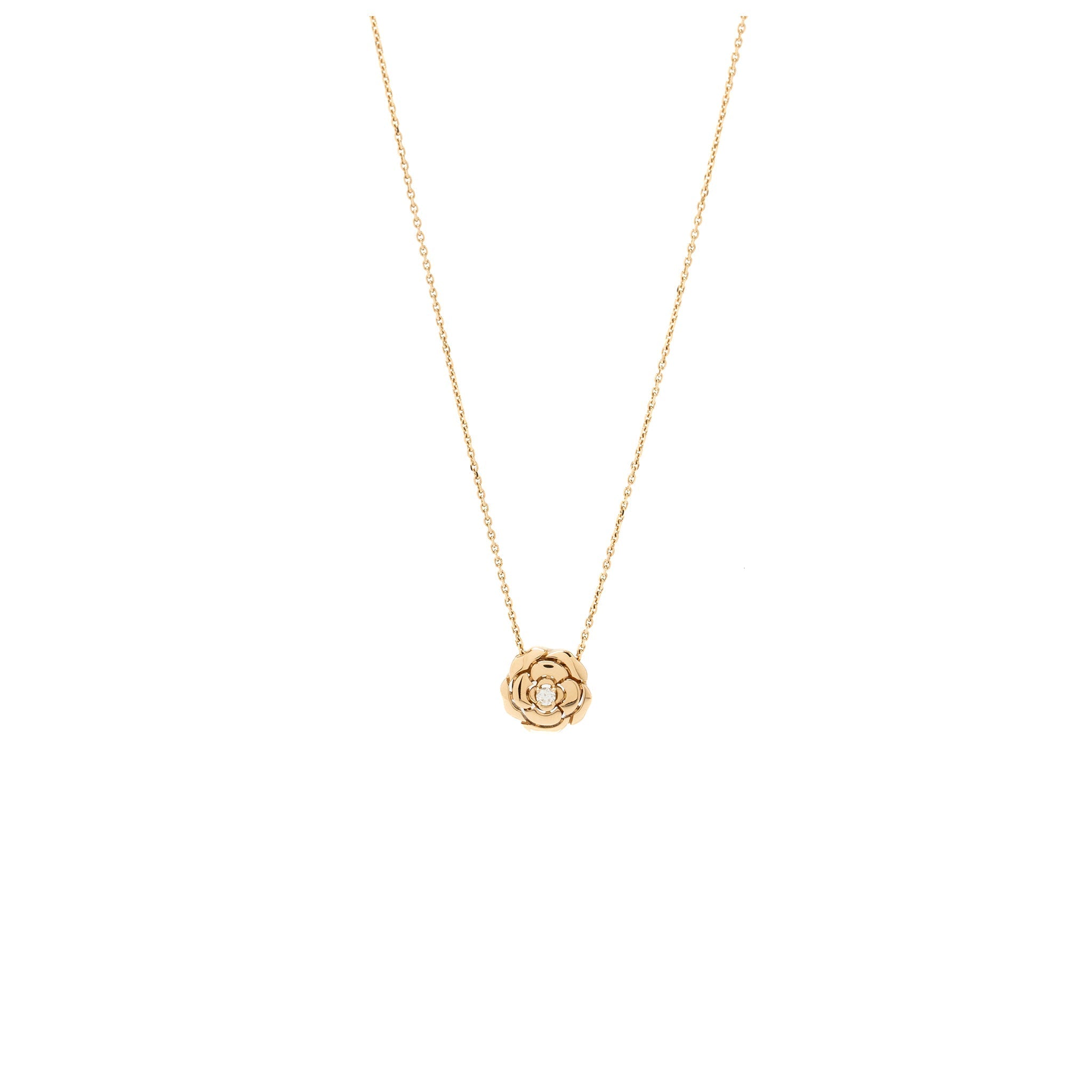 CHANEL EXRTRAID DE CAMELIA NECKLACE 18K ROSE GOLD/DIAMOND