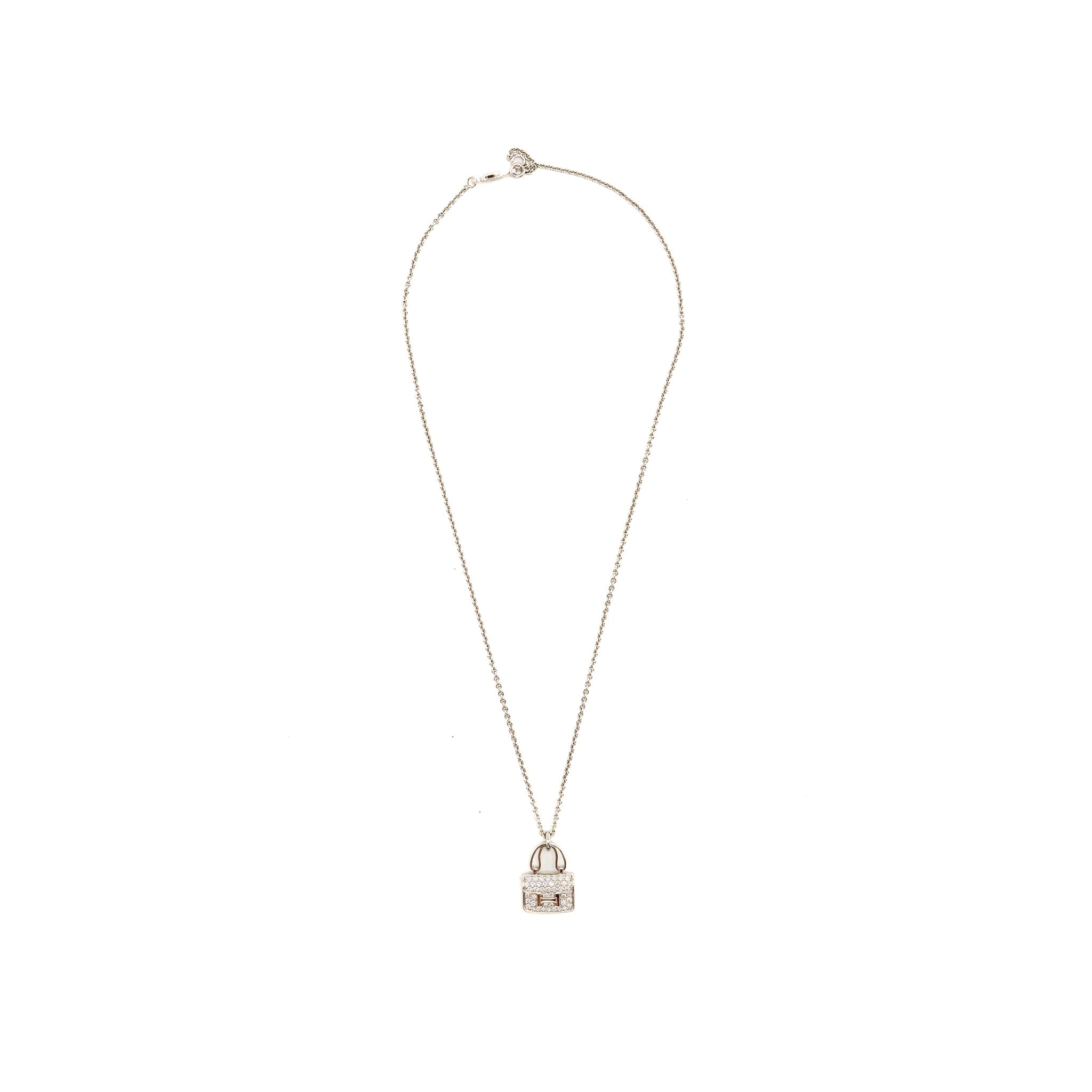 HERMES AMULETTE CONSTANCE PENDANT WHITE GOLD DIAMONDS