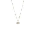 CHANEL CC LOGO NECKLACE WITH PEARLS SILVER TONE