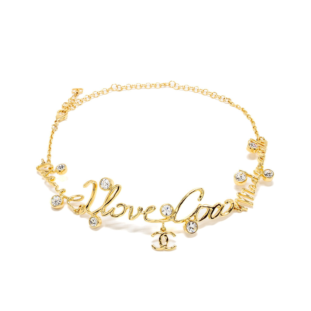 CHANEL I LOVE COCO LETTER CHOCKER GOLD TONE