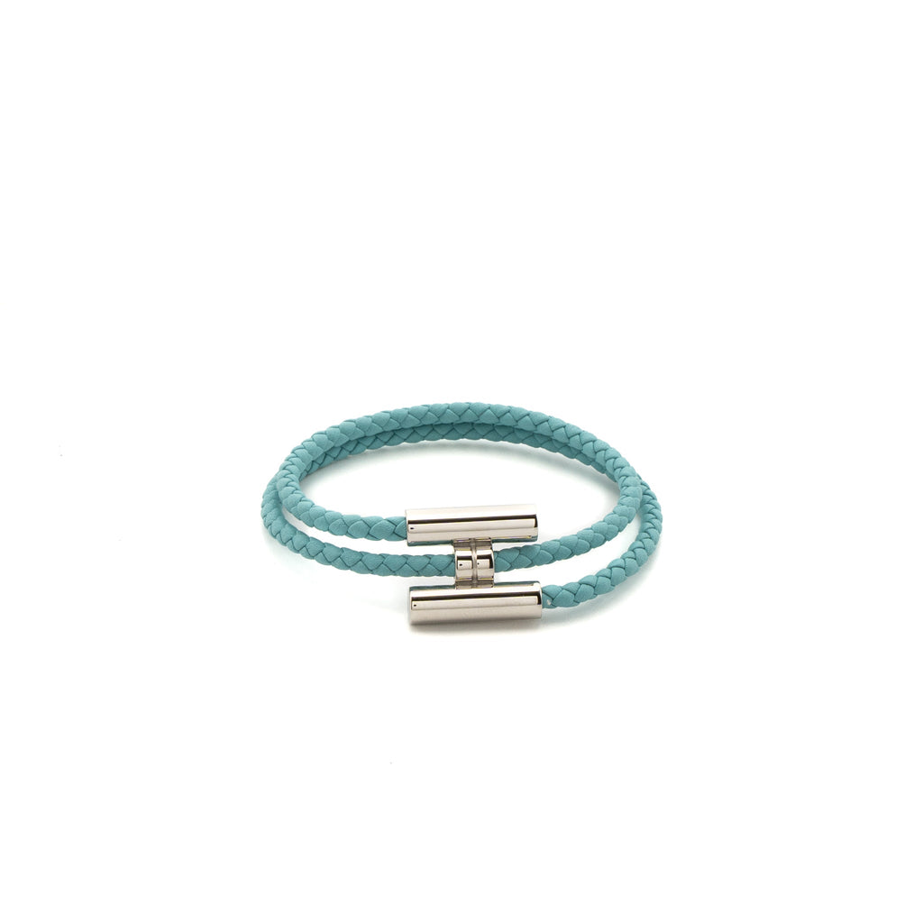 HERMES SIZE T3 TOURNIS TRESSE BRACELET BLUE ATOLL SHW
