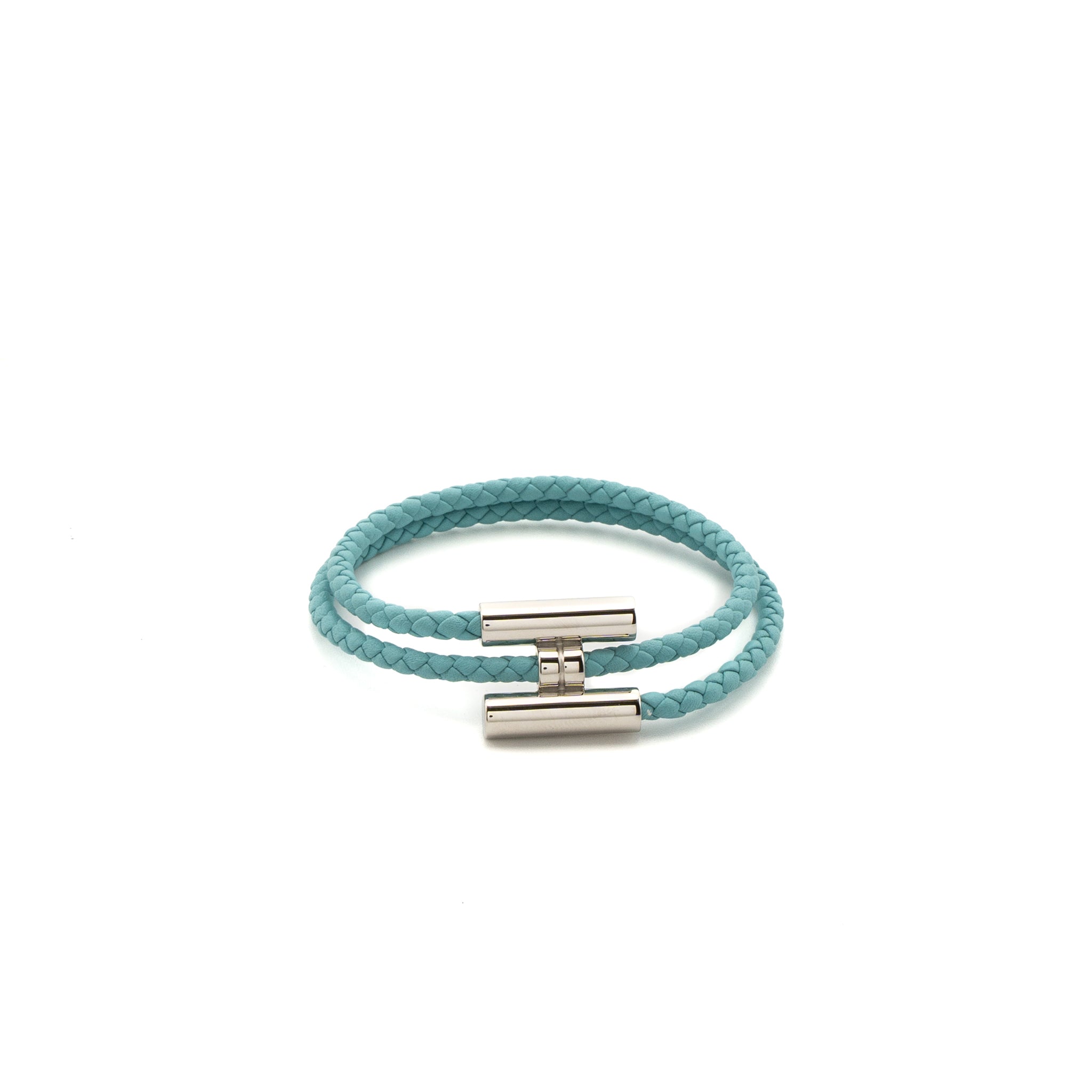HERMES SIZE T3 TOURNIS TRESSE BRACELET BLUE ATOLL SHW