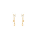 DIOR CRYSTAL DROPPED PEARL EARRINGS GOLD TONE