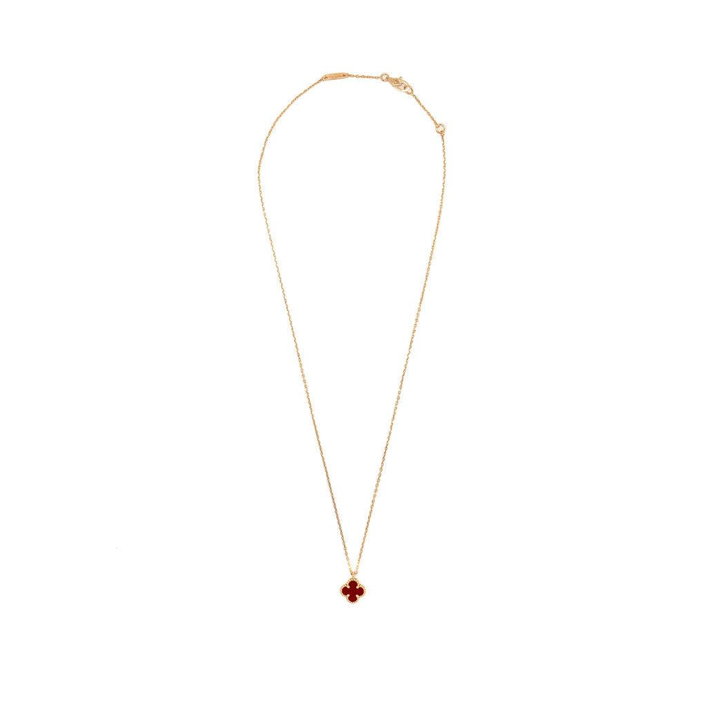 VAN CLEEF & ARPELS SWEET ALHAMBRA PENDANT ROSE GOLD, CARNELIAN
