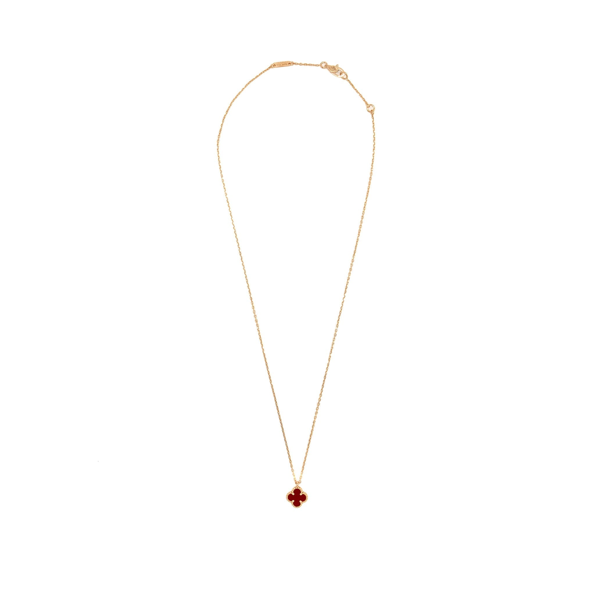VAN CLEEF & ARPELS SWEET ALHAMBRA PENDANT ROSE GOLD, CARNELIAN