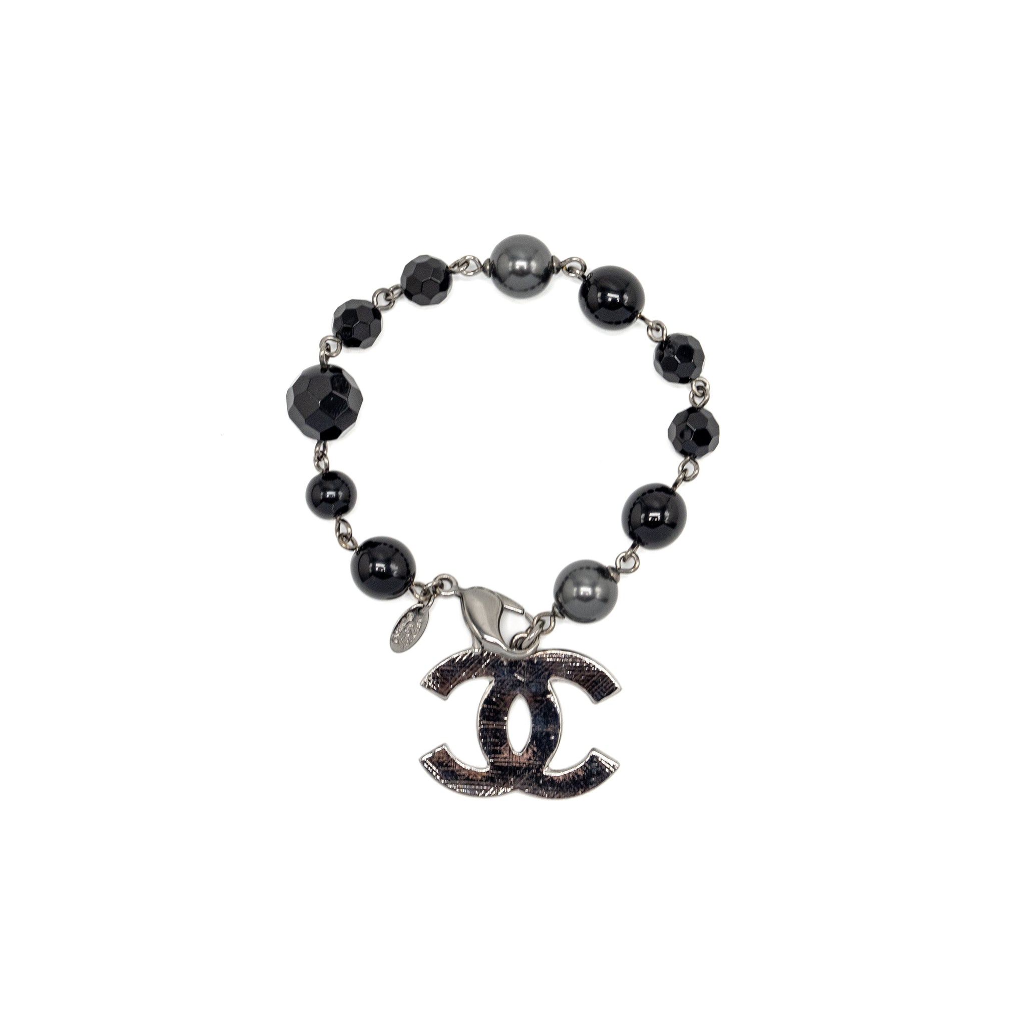 CHANEL CC LOGO DROP BRACELET MULTICOLOUR BLACK/RUTHENIUM HARDWARE