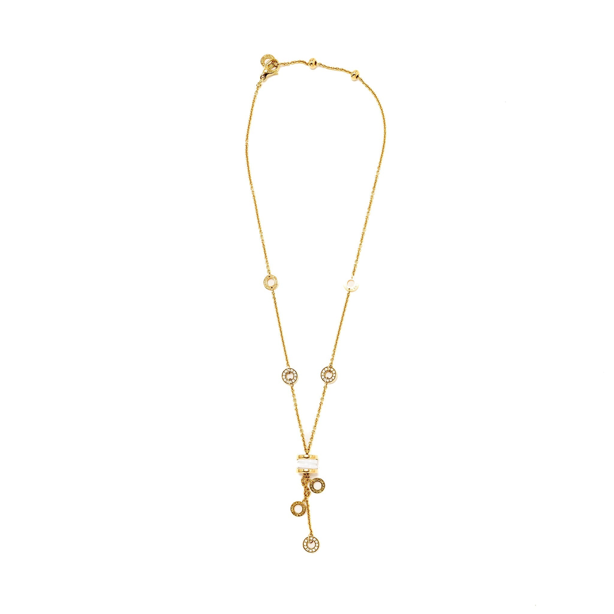 BVLGARI B.ZERO1 NECKLACE WHITE CERAMIC ROSE GOLD, DIAMONDS