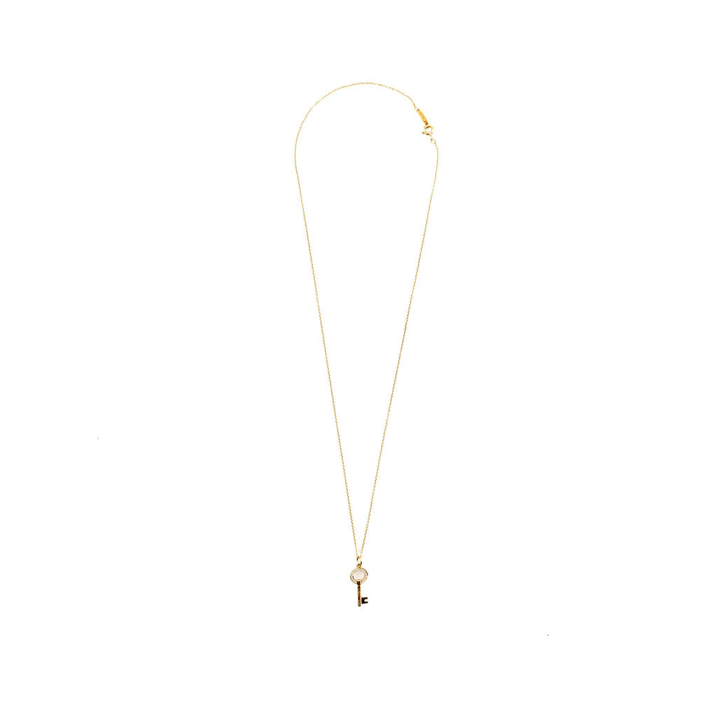 TIFFANY DIAMOND OVAL KEY PENDANT ROSE GOLD WITH PENDANT CHAIN YELLOW GOLD