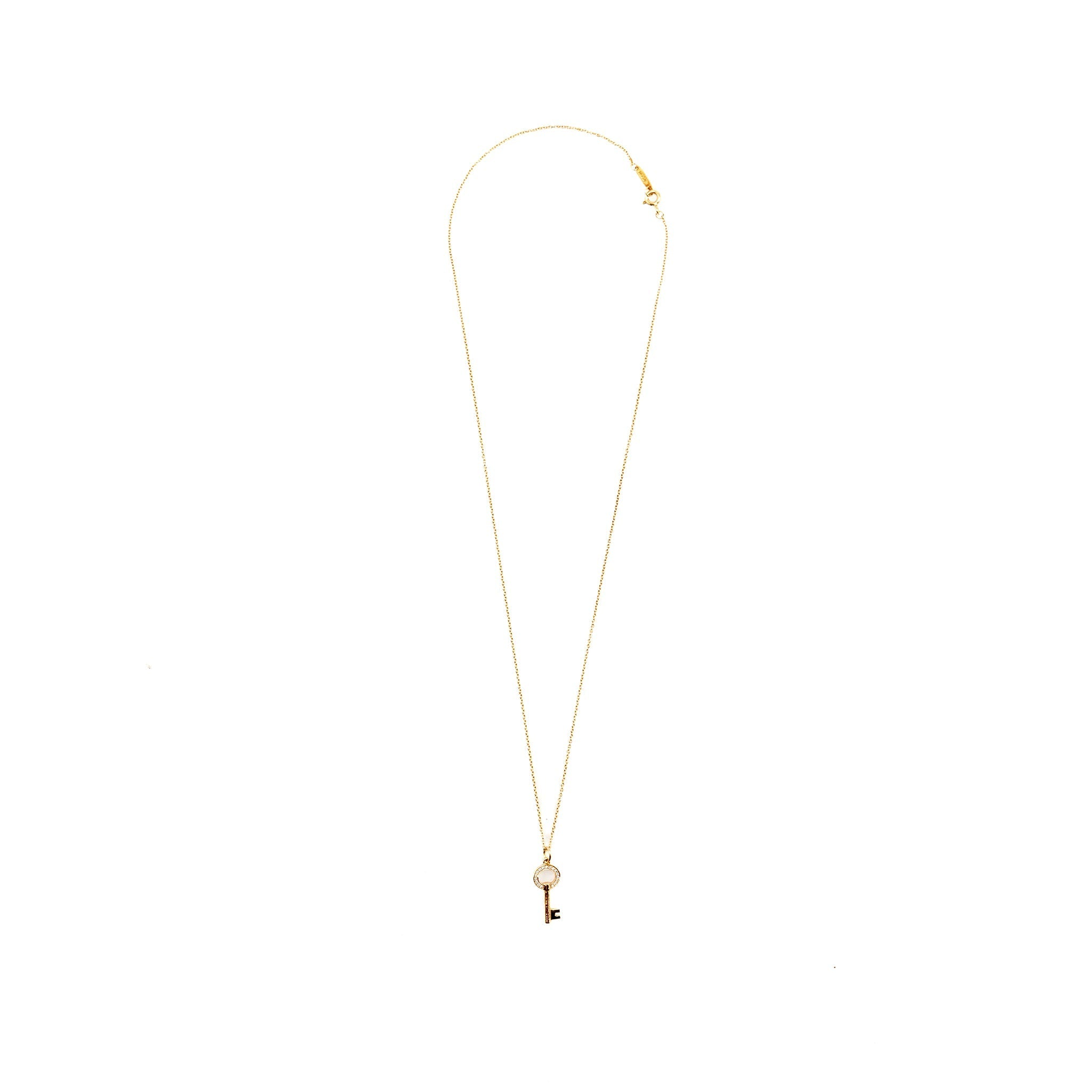 TIFFANY DIAMOND OVAL KEY PENDANT ROSE GOLD WITH PENDANT CHAIN YELLOW GOLD