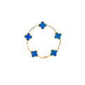 VAN CLEEF AND ARPELS VINTAGE ALHAMBRA BRACELET 5 MOTIF 18K YELLOW GOLD, AGATE