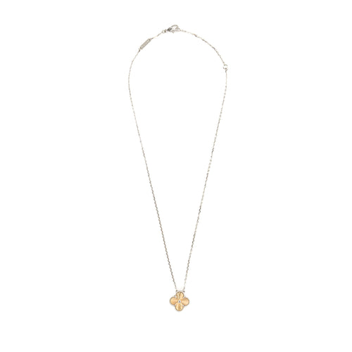 VAN CLEEF & ARPELS VINTAGE ALHAMBRA PENDANT WHITE GOLD, GUILLOCHE ROSE GOLD, DIAMOND
