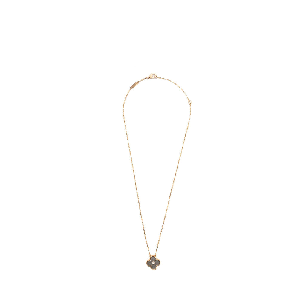 VAN CLEEF & ARPELS 2023 ALHAMBRA HOLIDAY LIMITED PENDANT SILVER OBSIDIAN ROSE GOLD DIAMOND