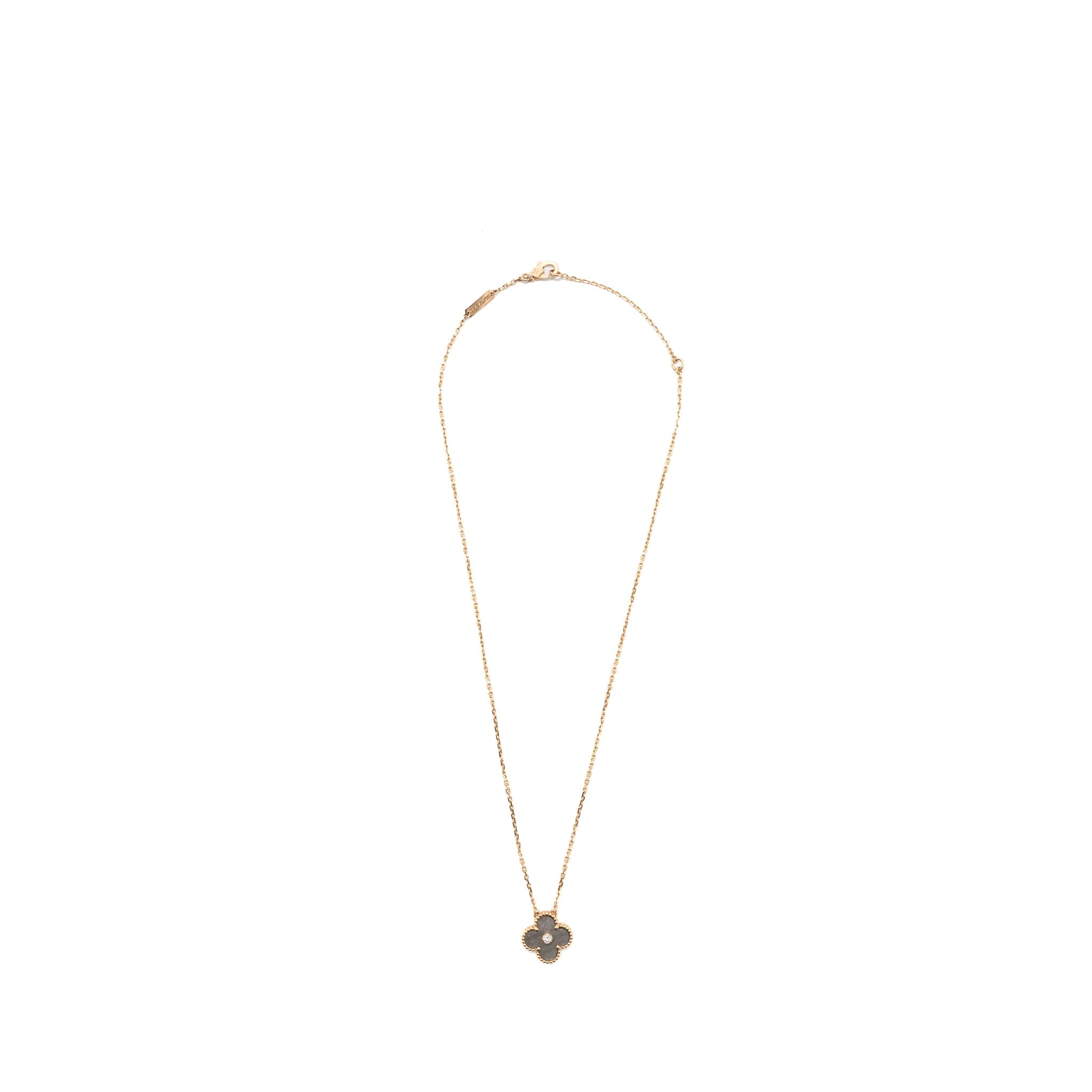 VAN CLEEF & ARPELS 2023 ALHAMBRA HOLIDAY LIMITED PENDANT SILVER OBSIDIAN ROSE GOLD DIAMOND