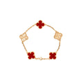 VAN CLEEF AND ARPELS VINTAGE ALHAMBRA BRACELET 5 MOTIFS 18K ROSE GOLD, CARNELIAN