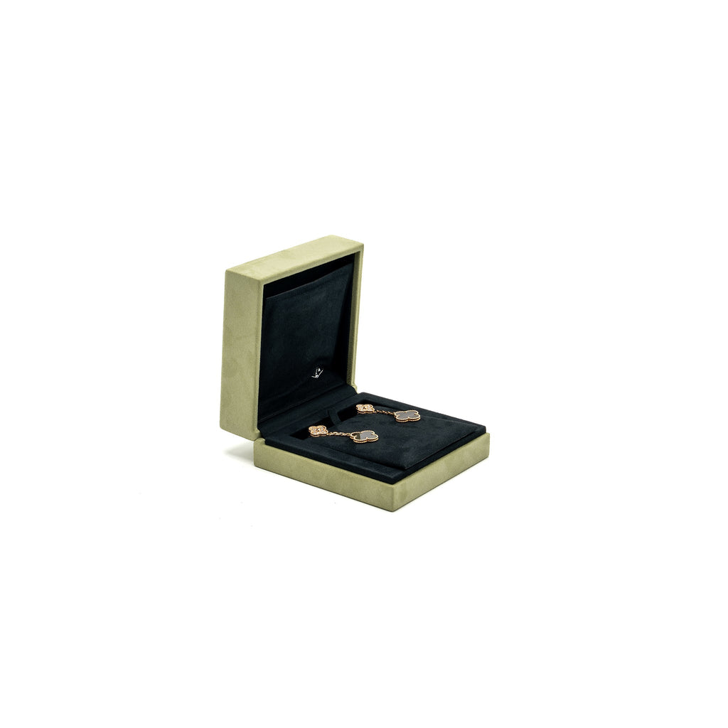 VAN CLEEF & ARPELS MAGIC ALHAMBRA 2-MOTIFS EARRINGS ROSE GOLD GREY MOTHER OF PEARL, DIAMONDS