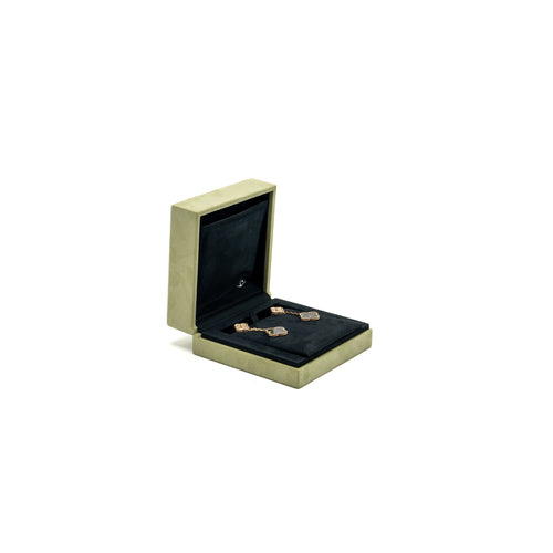 VAN CLEEF & ARPELS MAGIC ALHAMBRA 2-MOTIFS EARRINGS ROSE GOLD GREY MOTHER OF PEARL, DIAMONDS