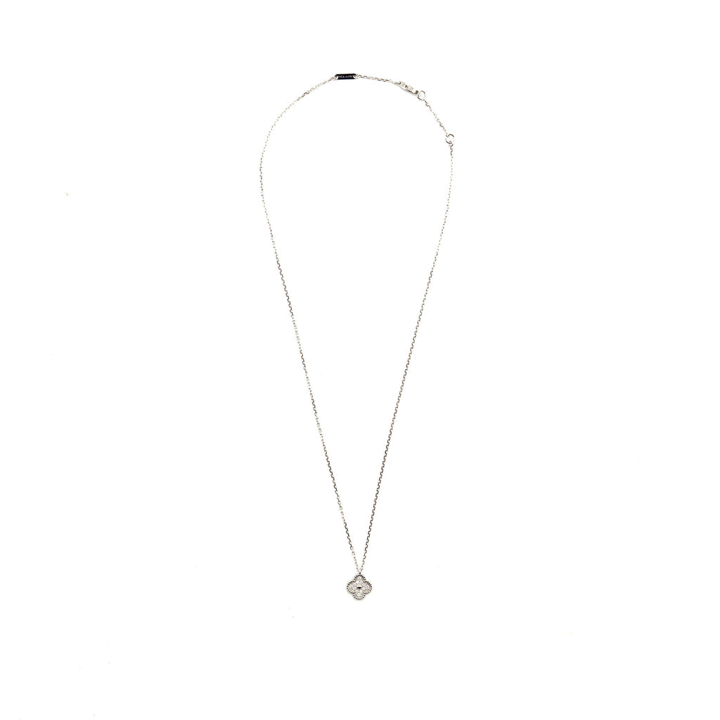 VAN CLEEF & ARPELS SWEET ALHAMBRA PENDANT WHITE GOLD DIAMONDS