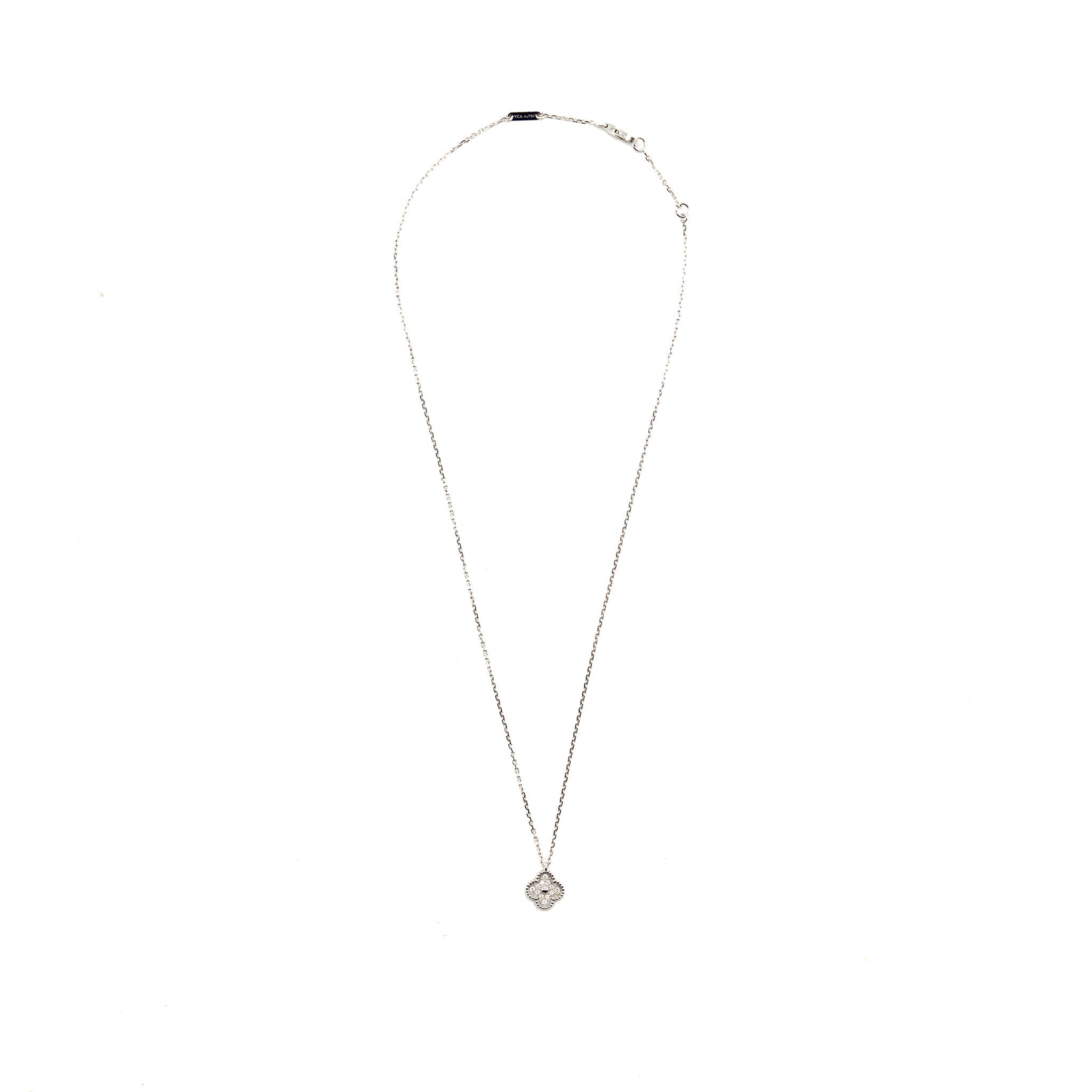 VAN CLEEF & ARPELS SWEET ALHAMBRA PENDANT WHITE GOLD DIAMONDS