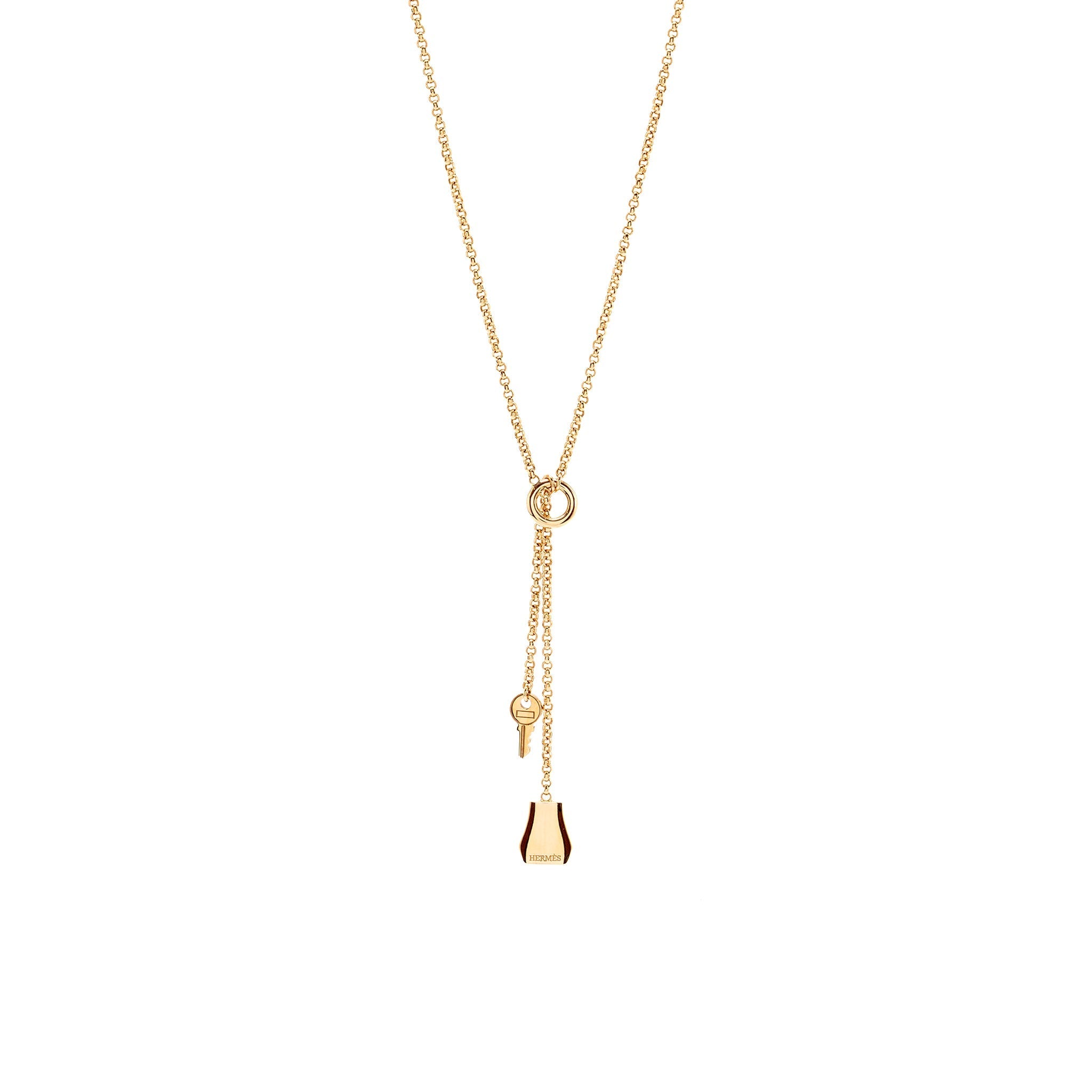 HERMES KELLY CLOCHETTE NECKLACE, SMALL GOLD ROSE GOLD