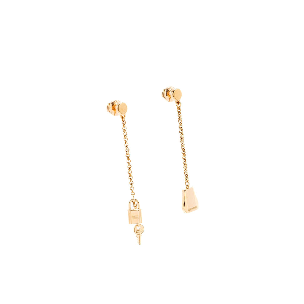 HERMES KELLY CLOCHETTE EARRINGS ROSE GOLD