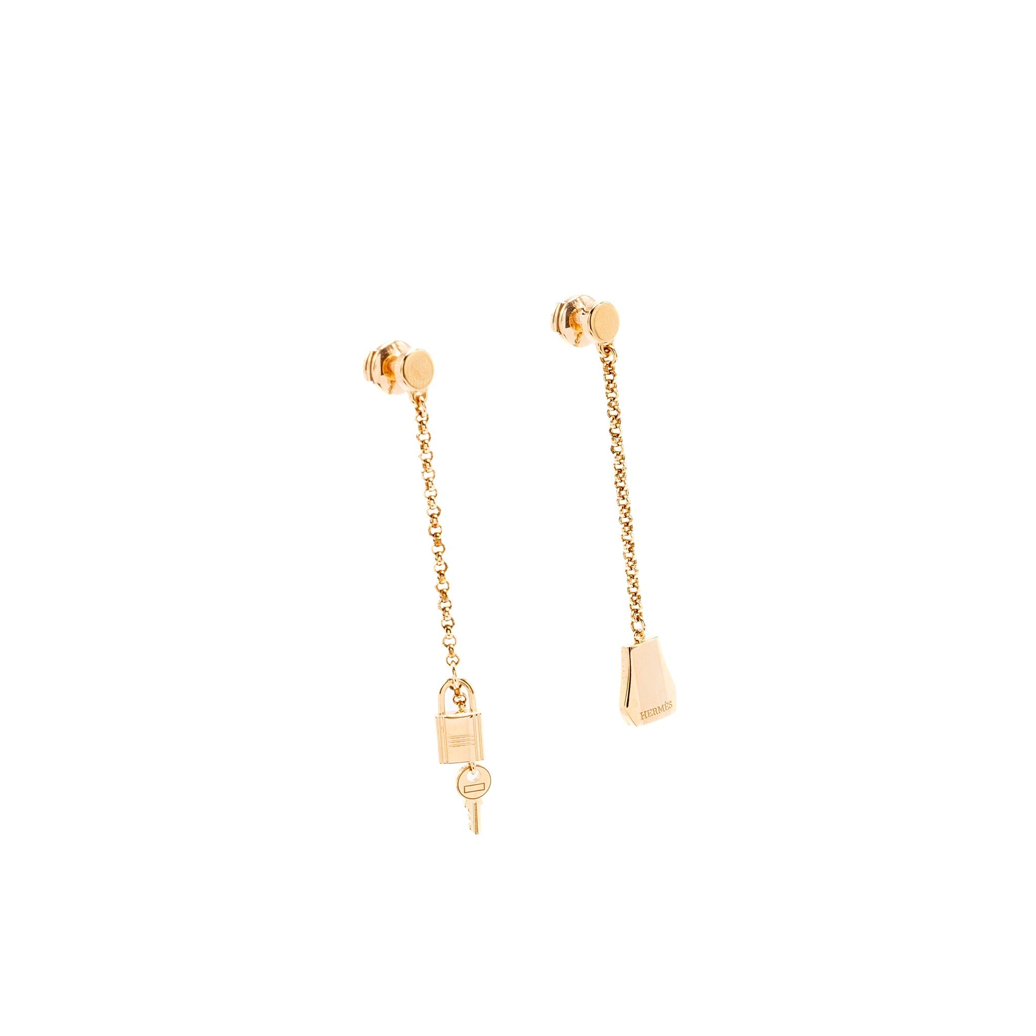 HERMES KELLY CLOCHETTE EARRINGS ROSE GOLD