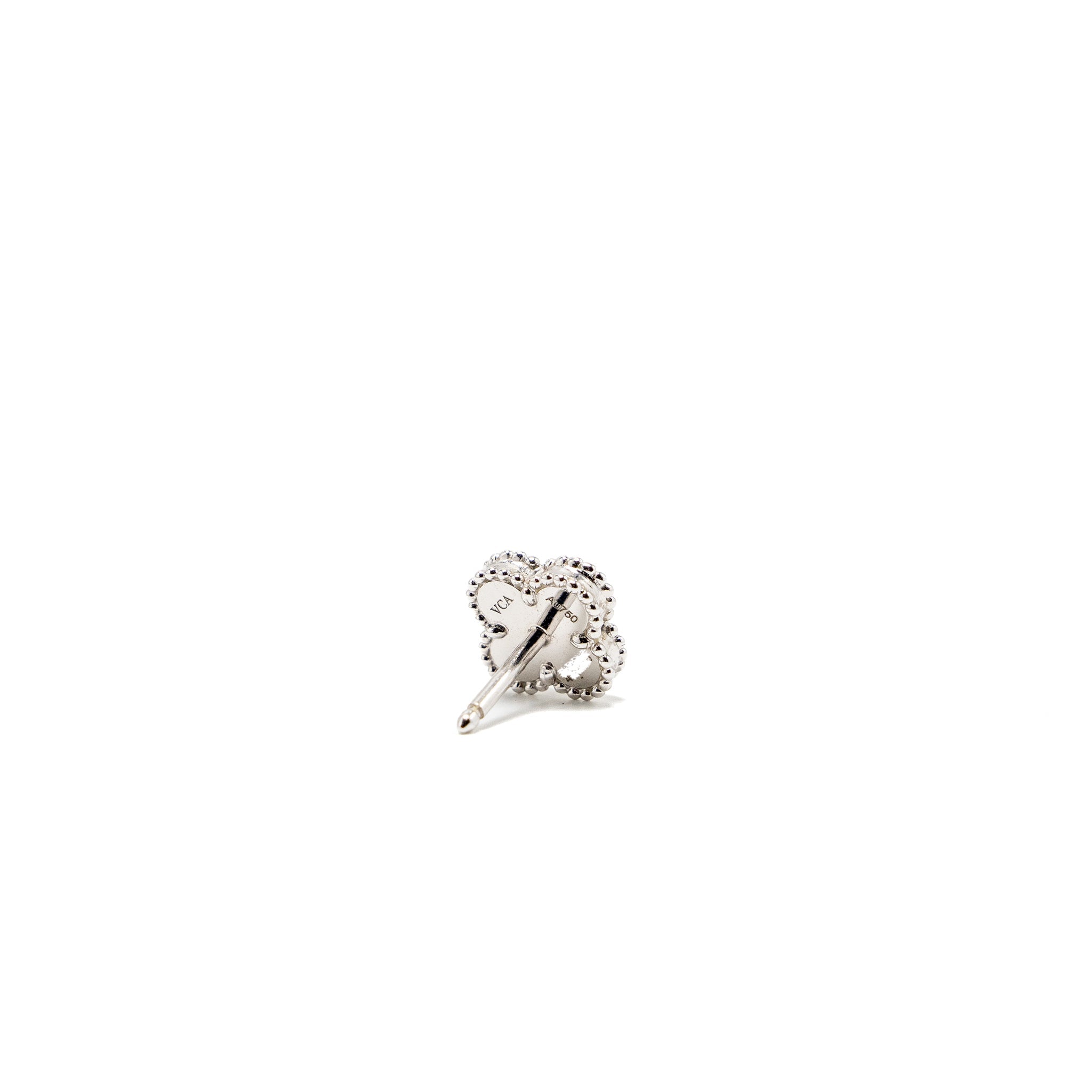 VAN CLEEF & ARPELS SWEET ALHAMBRA EARSTUDS EARRINGS, WHITE GOLD / TURQUOISE