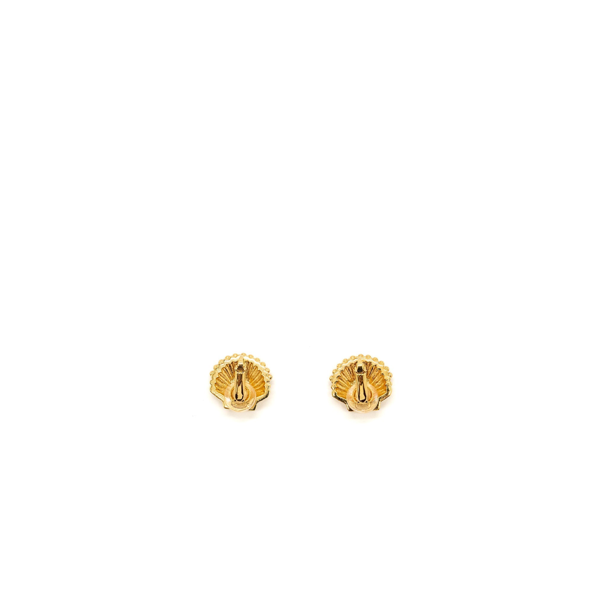 CHANEL CC LOGO SHELL EARCLIPS CRYSTAL MULTICOLOUR GOLD TONE