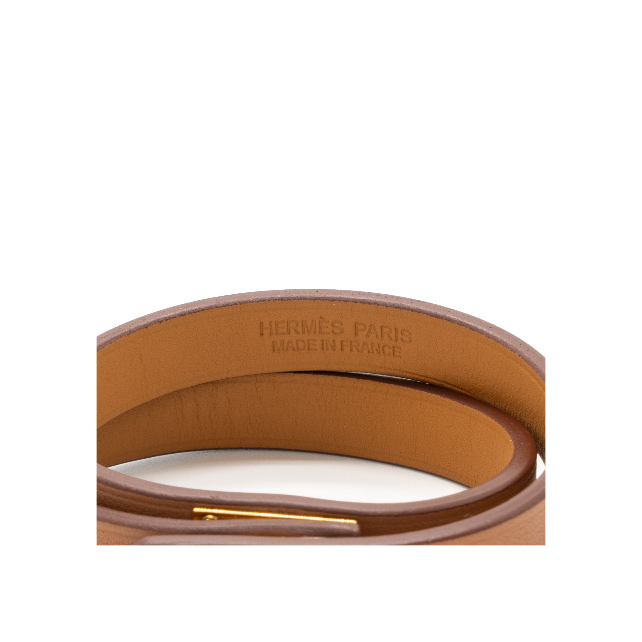 HERMES SIZE T2 MINI KELLY DOUBLE TOUR BRACELET SWIFT GOLD GHW STAMP U
