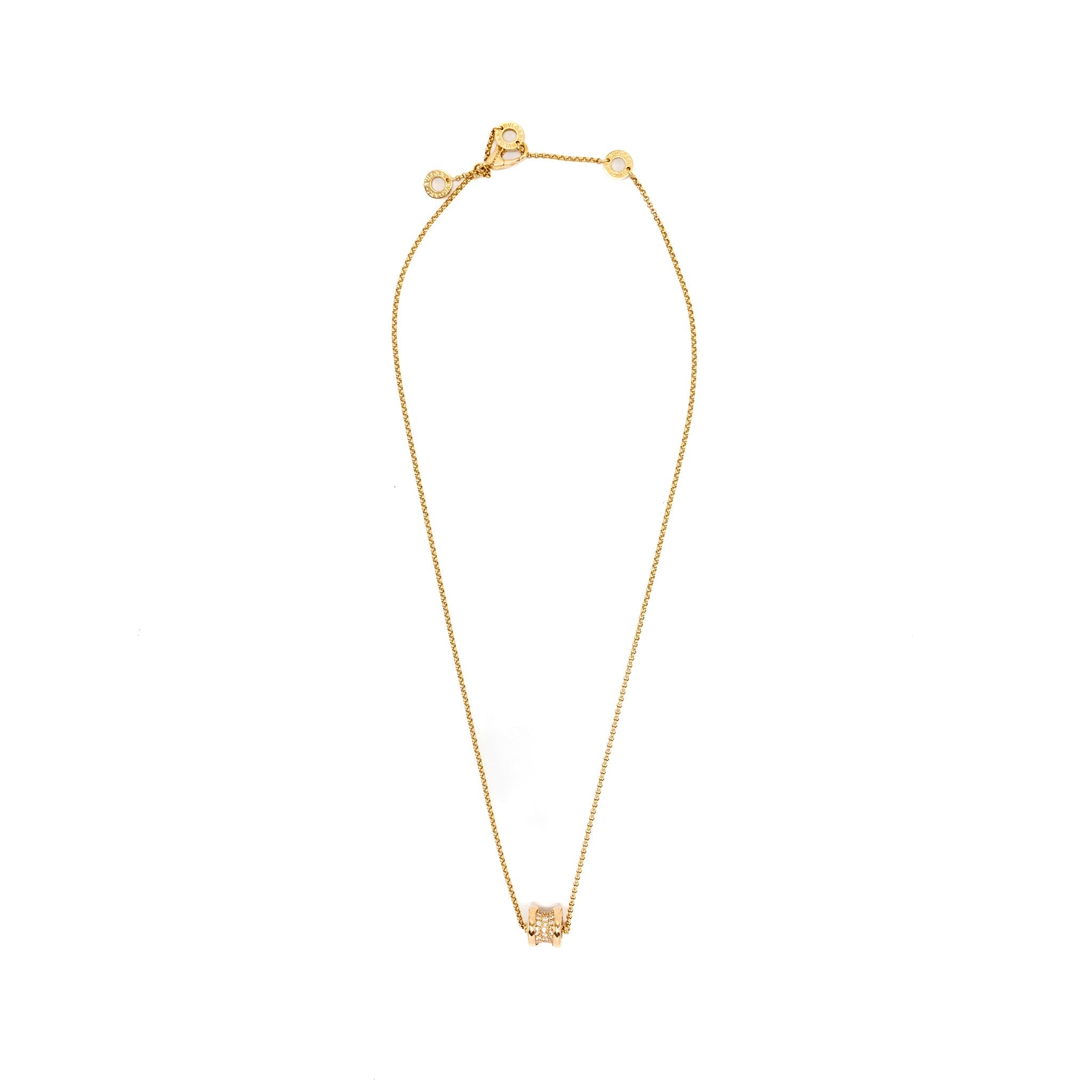 BVLGARI MINI B ZERO NECKLACE ROSE GOLD PAVED DIAMONDS