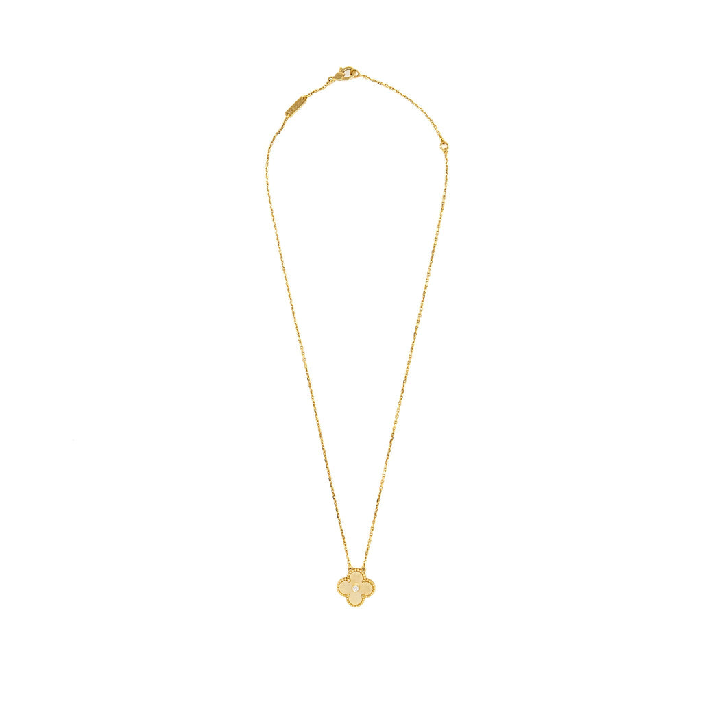 VAN CLEEF & ARPELS 2018 HOLIDAY PENDANT GOLD MOTHER-OF-PEARL YELLOW GOLD WITH DIAMOND