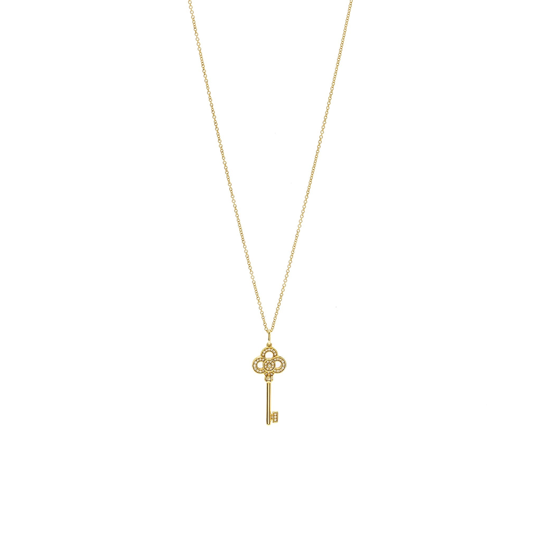 TIFFANY MINI CROWN KEY PENDANT WITH CHAIN ROSE GOLD DIAMONDS