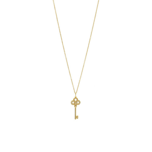 TIFFANY MINI CROWN KEY PENDANT WITH CHAIN ROSE GOLD DIAMONDS