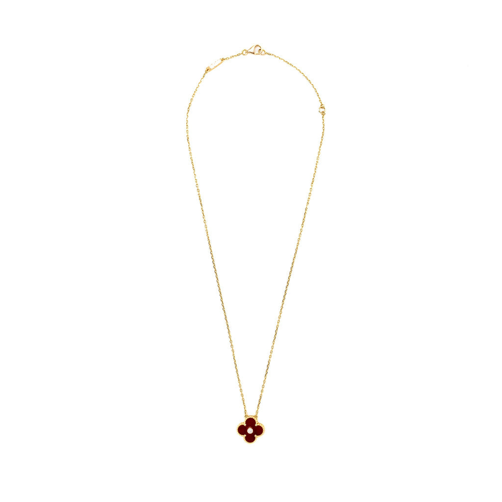 VAN CLEEF & ARPELS VINTAGE ALHAMBRA PENDANT 2011 CHRISTMAS LIMITED EDITION CARNELIAN ROSE GOLD, DIAMOND