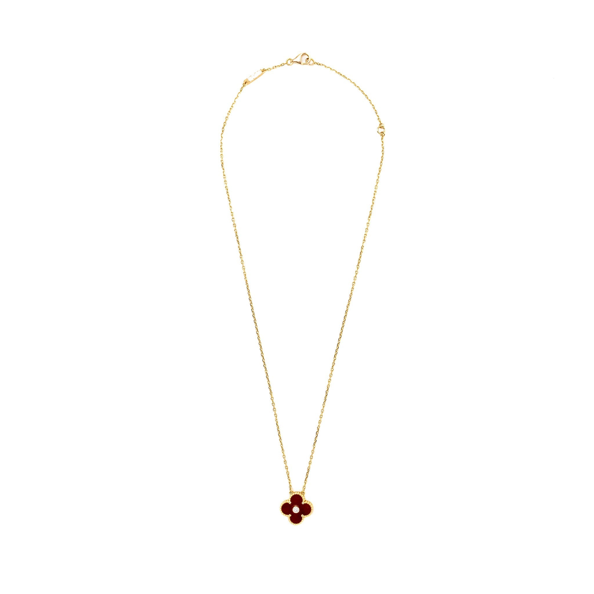 VAN CLEEF & ARPELS VINTAGE ALHAMBRA PENDANT 2011 CHRISTMAS LIMITED EDITION CARNELIAN ROSE GOLD, DIAMOND