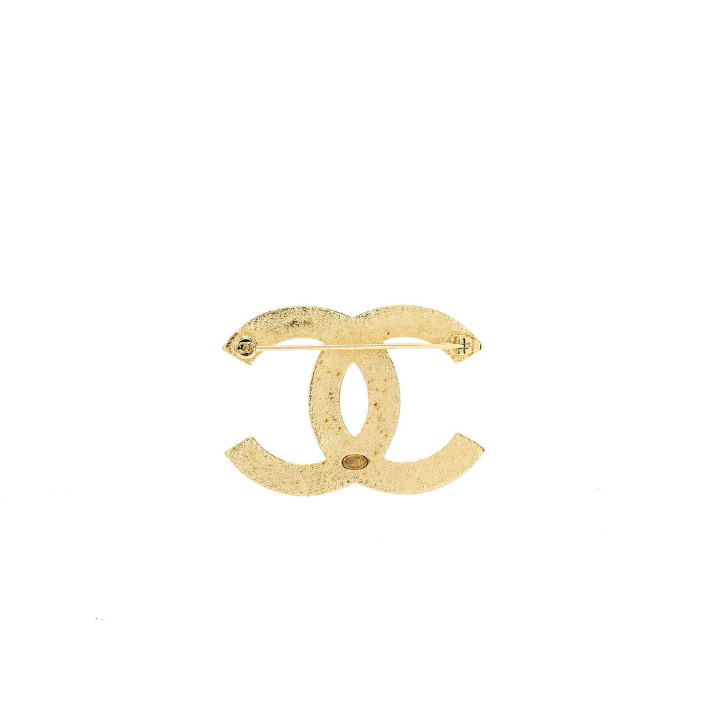 CHANEL 21S CC LOGO BROOCH CRYSTAL PINK GHW
