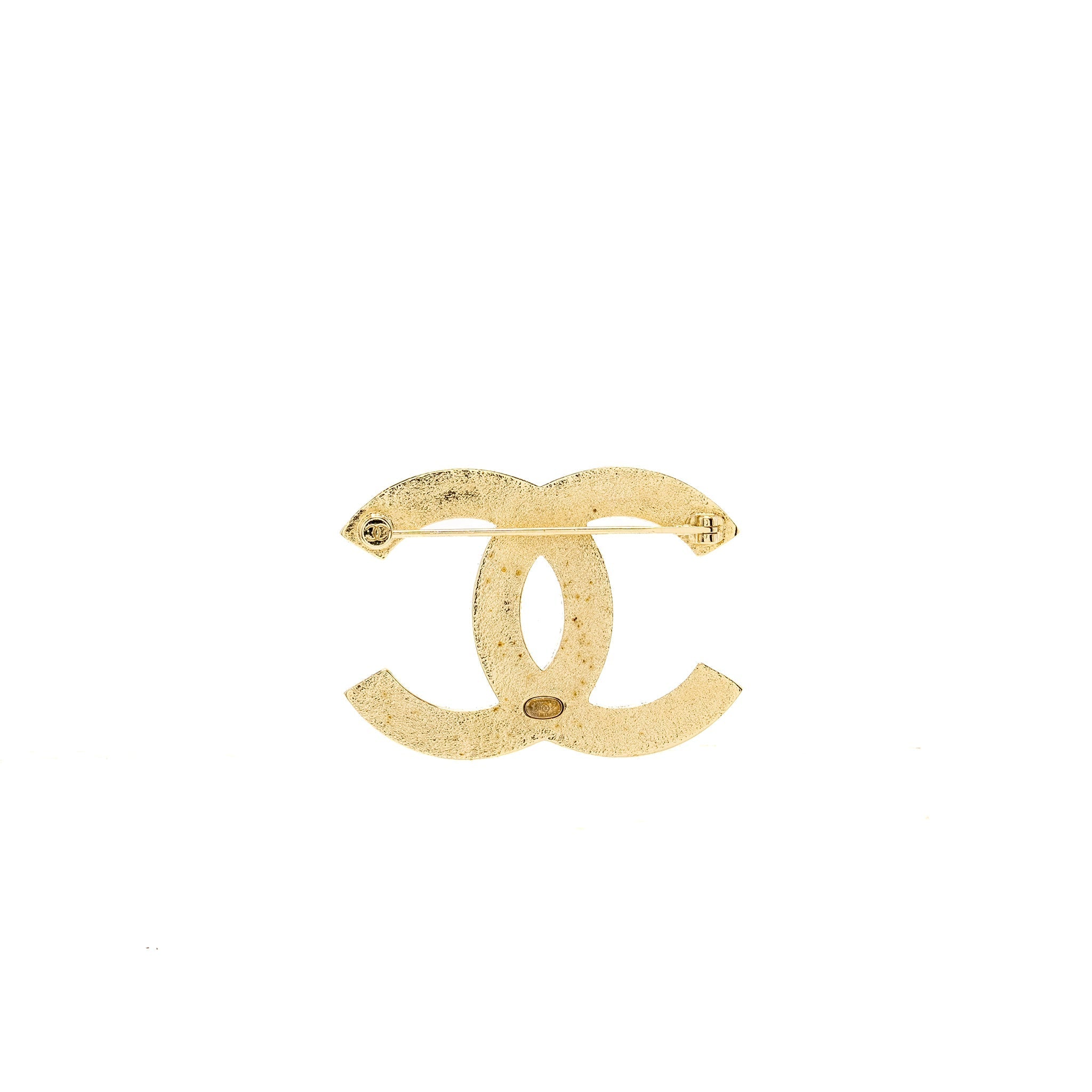 CHANEL 21S CC LOGO BROOCH CRYSTAL PINK GHW