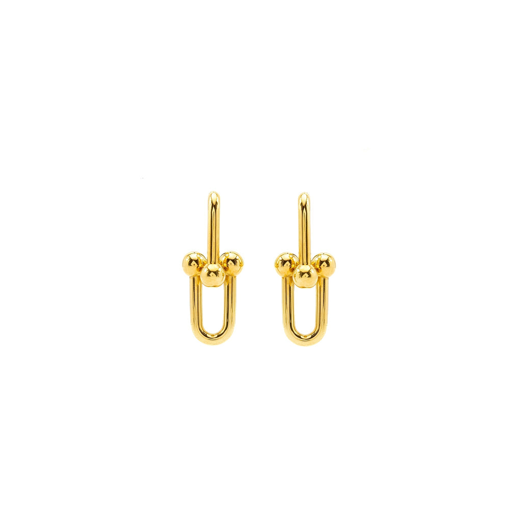 TIFFANY HARDWARE EXTRA LARGE LINK EARRINGS YELLOW GOLD