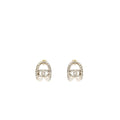 CHANEL MINI HOOP EARRINGS WITH CRYSTAL SILVER TONE