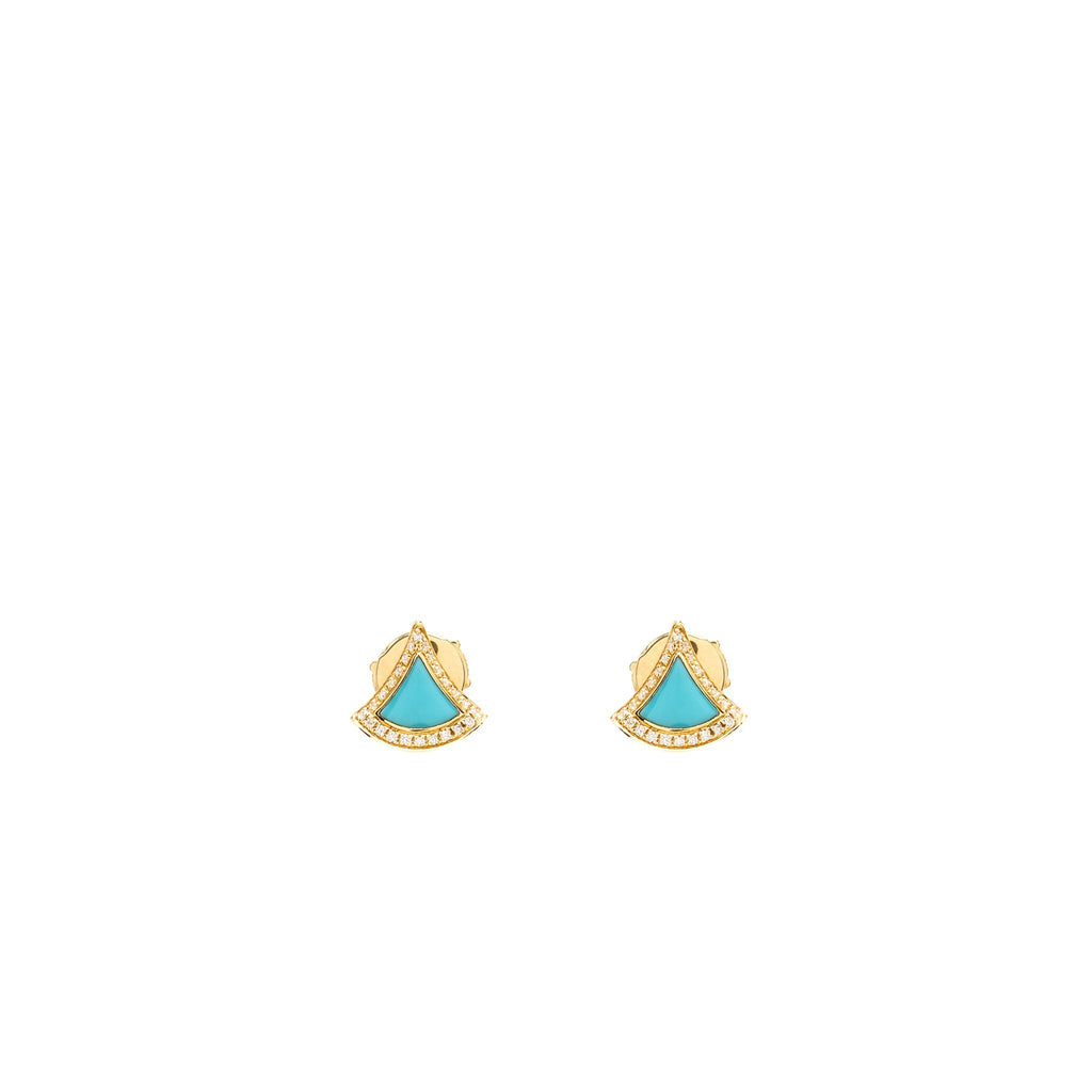 BVLGARI DIVA’S DREAM EARRINGS 18K YELLOW GOLD / TURQUOISE WITH PAVED DIAMONDS