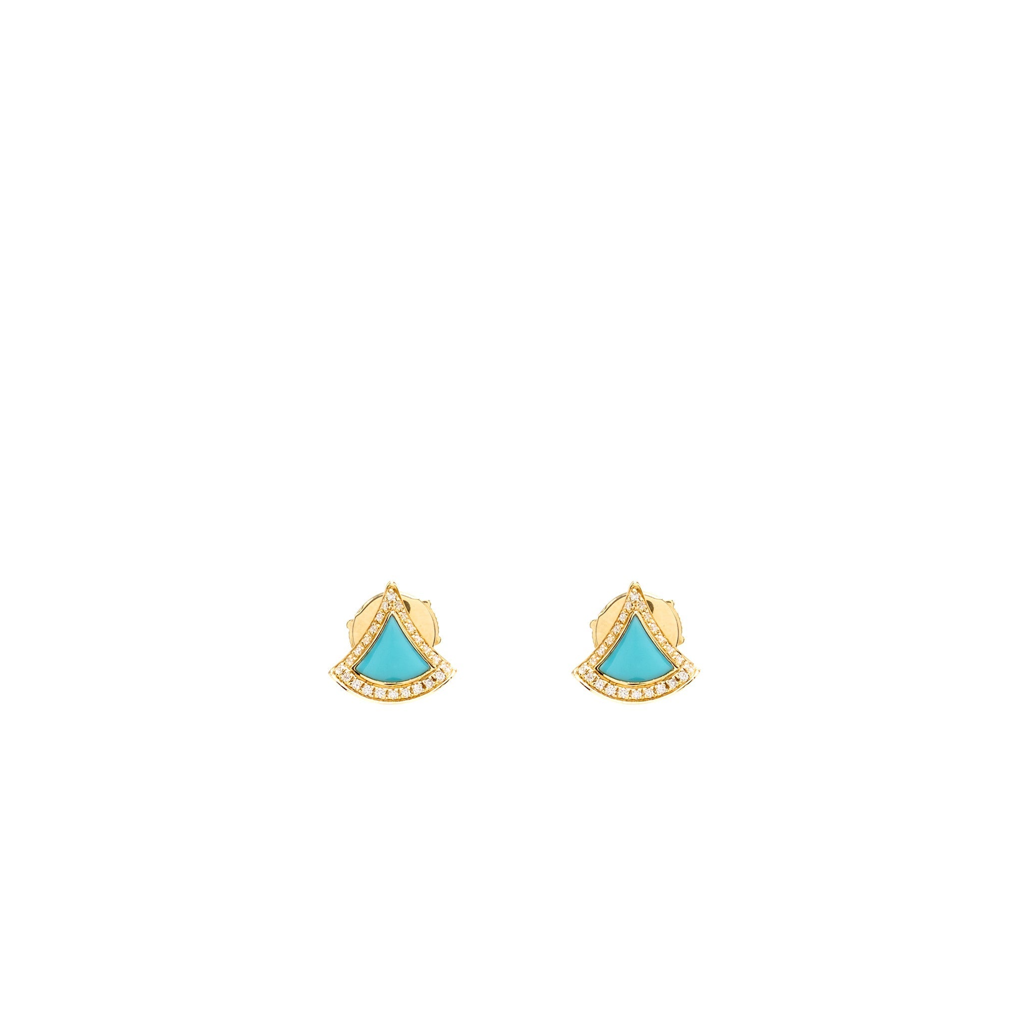 BVLGARI DIVA’S DREAM EARRINGS 18K YELLOW GOLD / TURQUOISE WITH PAVED DIAMONDS